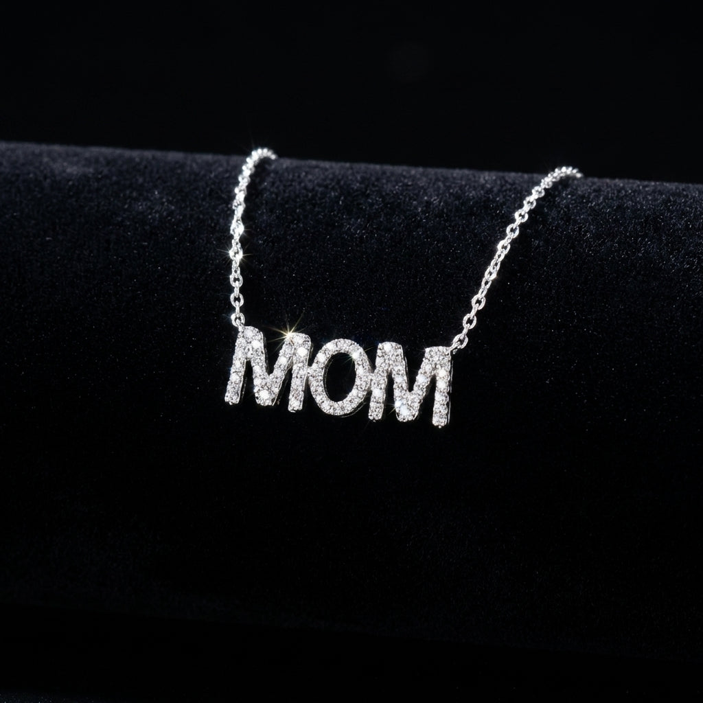 Gargantilla de oro de 10K con diamantes "Mamá"