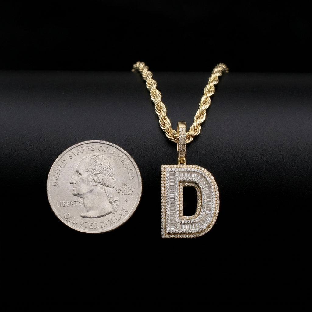 Colgante de oro de 10 quilates auténtico con la inicial D de diamantes
