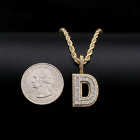 Colgante de oro de 10 quilates auténtico con la inicial D de diamantes