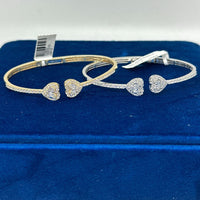 Brazalete de oro de 10K auténtico con corazón de diamante