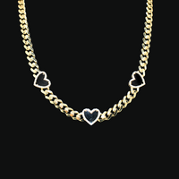 Real 10K Gold Black Heart Cuban Chain