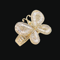 Anillo de mariposa de oro de 10K y diamantes reales