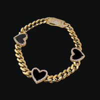Pulsera Cubana de Corazón de Oro de 10K Real