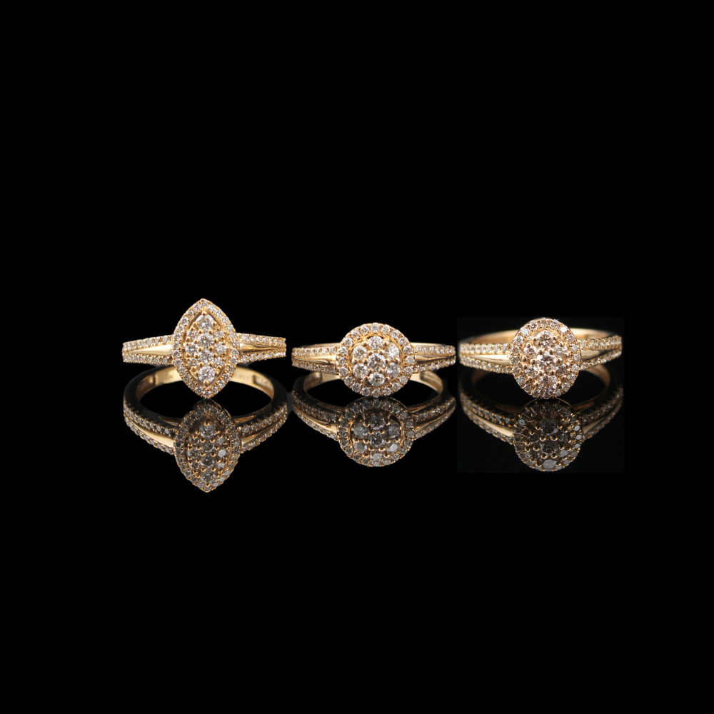 Anillo de compromiso de oro 10K auténtico con diamantes