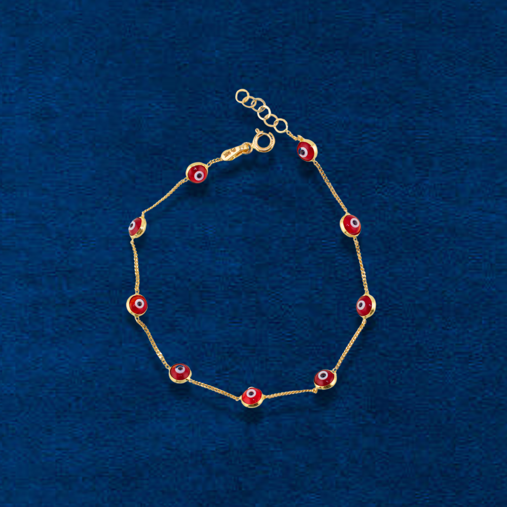 14K Red Evil Eye Bracelet