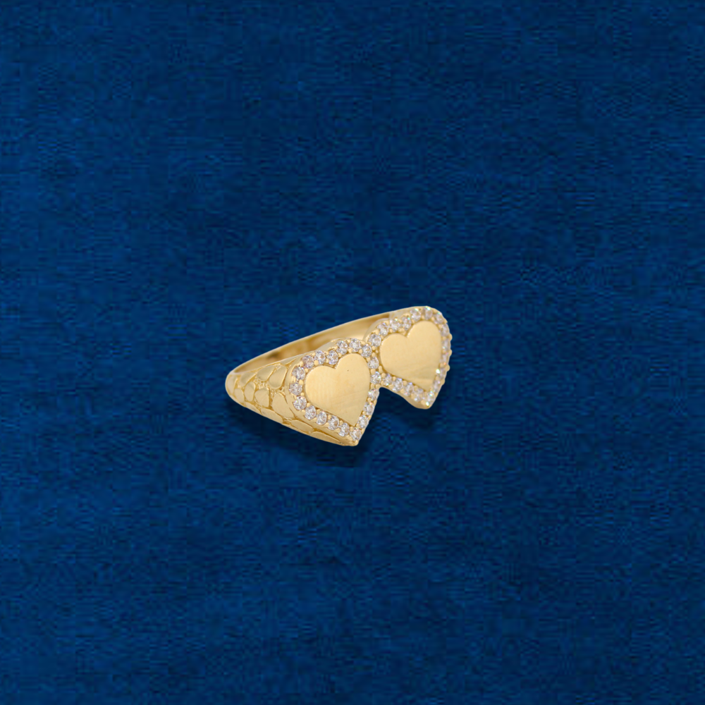 14K Double Heart Ring