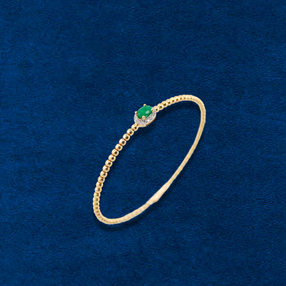 14K Emerald & Diamond Bangle