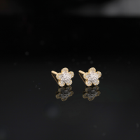 Real 10K Gold Diamond Flower Studs 0.25 CTW