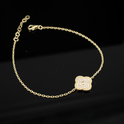 14K Gold Clover Bracelet