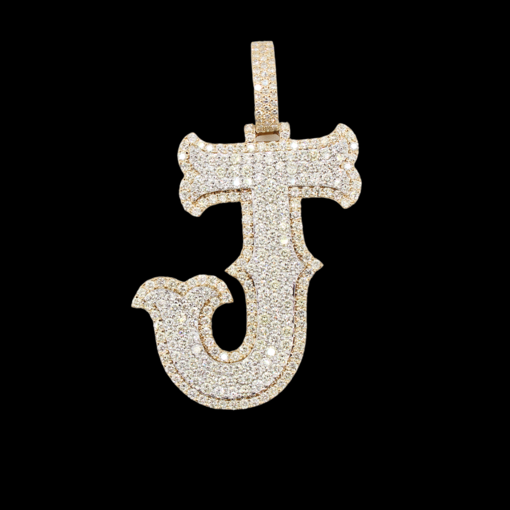 Colgante de oro de 10K auténtico con diamante inicial "J" 5.7 CTW