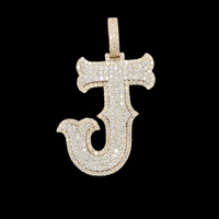 Colgante de oro de 10K auténtico con diamante inicial "J" 5.7 CTW