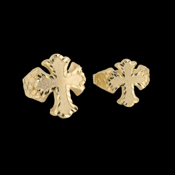 10K Cross Nugget Ring