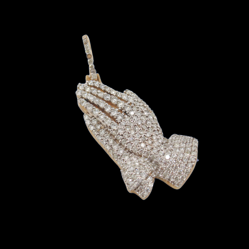 Real 10K Gold Diamond Praying Hands