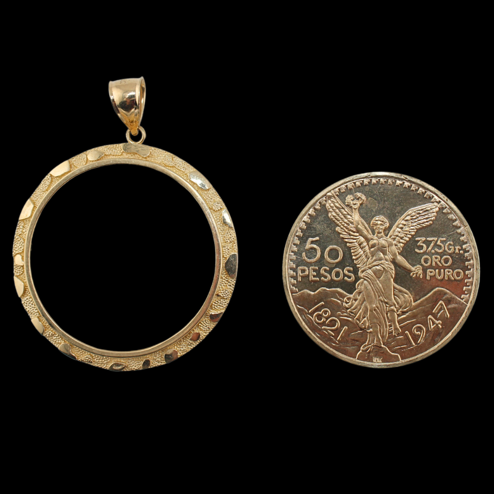 10K 50 Pesos Coin & Nugget Bezel
