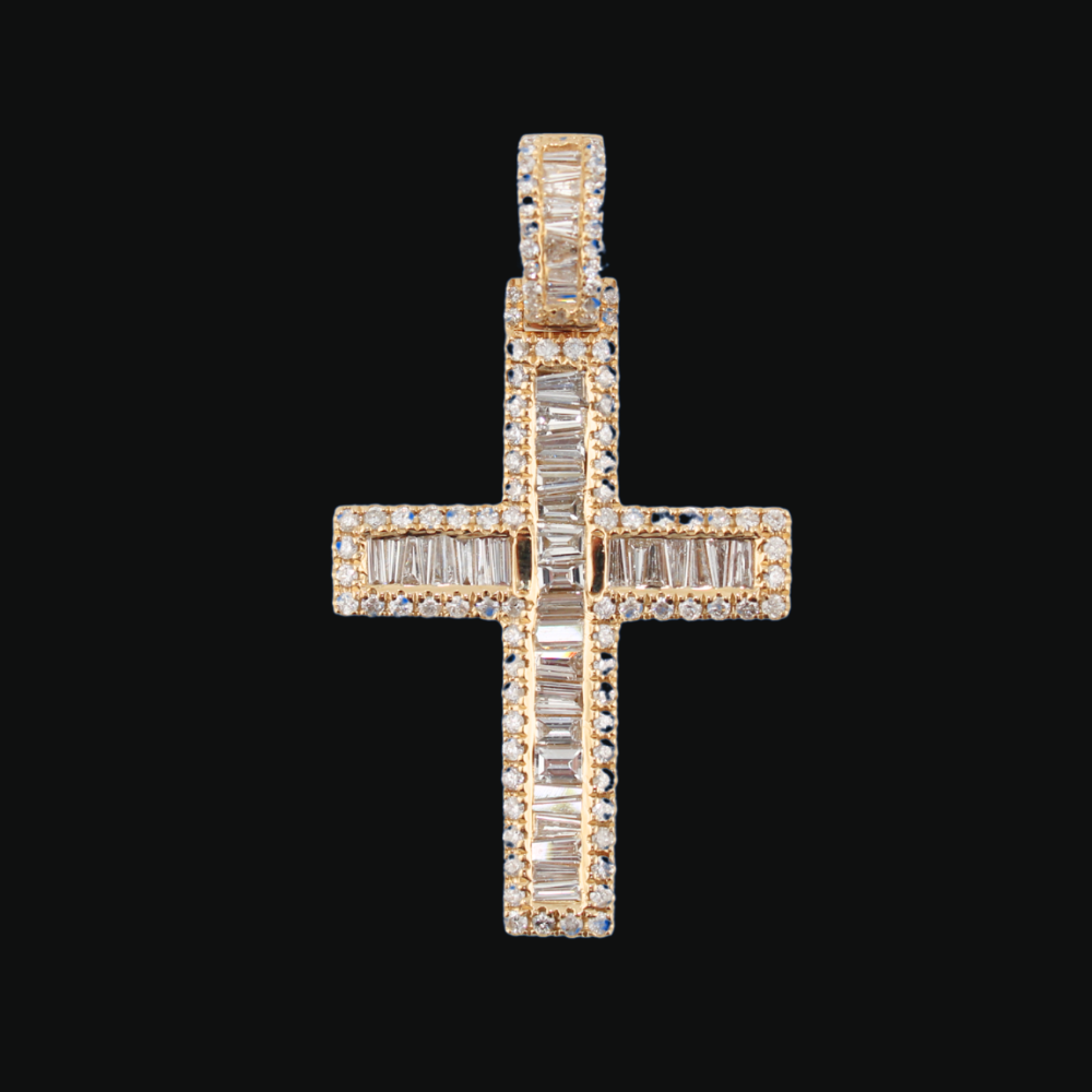 Cruz de diamantes de oro de 14 quilates auténtico