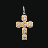 Cruz de oro y diamantes auténticos de 10 quilates