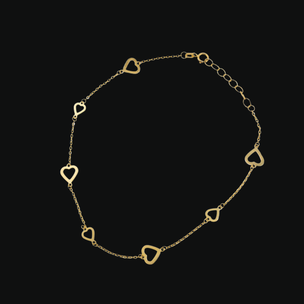 14K Gold Heart Anklet