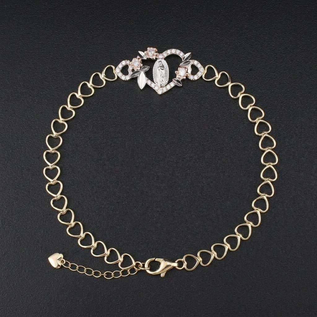 10K Virgin Mary Bracelet 7in