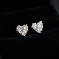 10K Gold Diamond Heart Earrings
