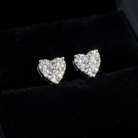 10K Gold Diamond Heart Earrings
