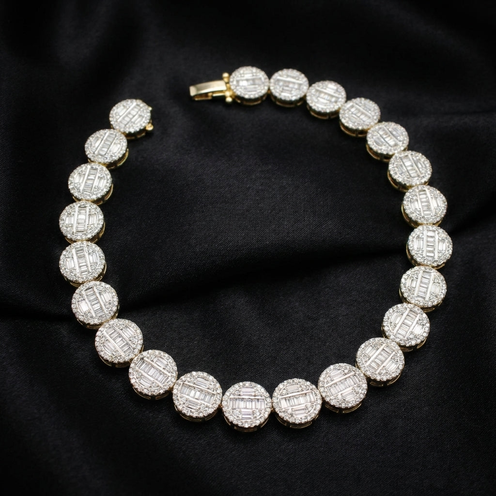Real 10K Gold Round Diamond Bracelet