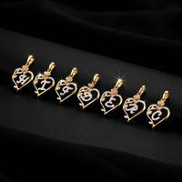 10K Diamond Initial Heart Rose Pendant