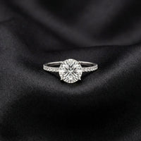 Anillo de diamante redondo de oro blanco de 14K real, 3.59 CTW