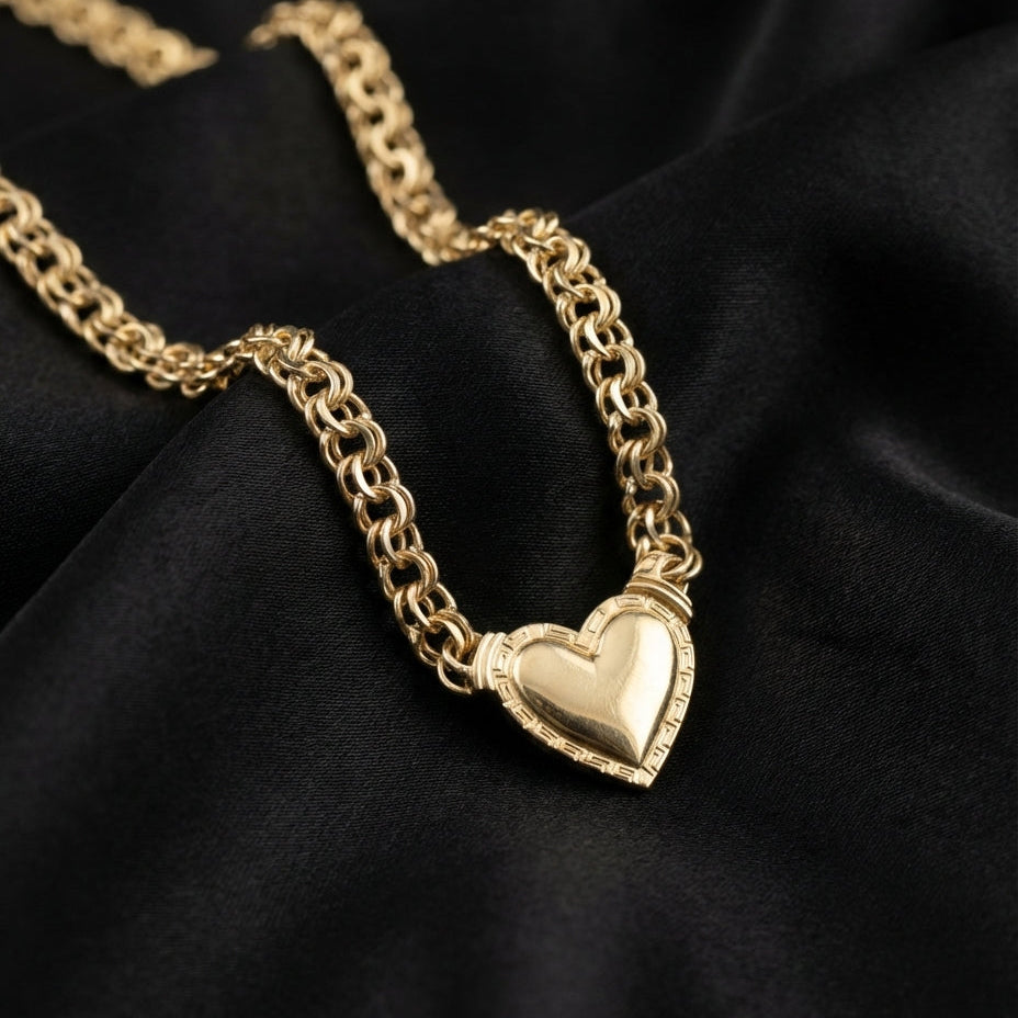 Real 10K Gold Chino Heart Necklace