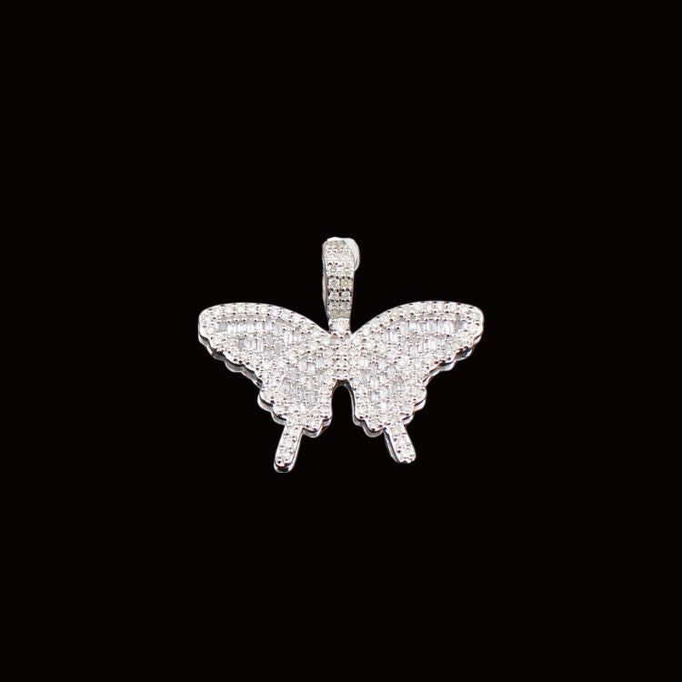 Real 10K Gold Diamond Butterfly Pendant