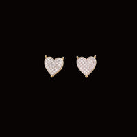 Pendientes de oro de 10K con forma de corazón y diamante auténticos