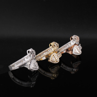 Anillo de doble corazón de diamante de oro de 10K real