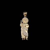 10K Gold San Judas Pendant - on black background - ICEbyAK