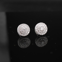 men's Silver Moissanite Studs in 10K gold - on black background - ICEbyAK