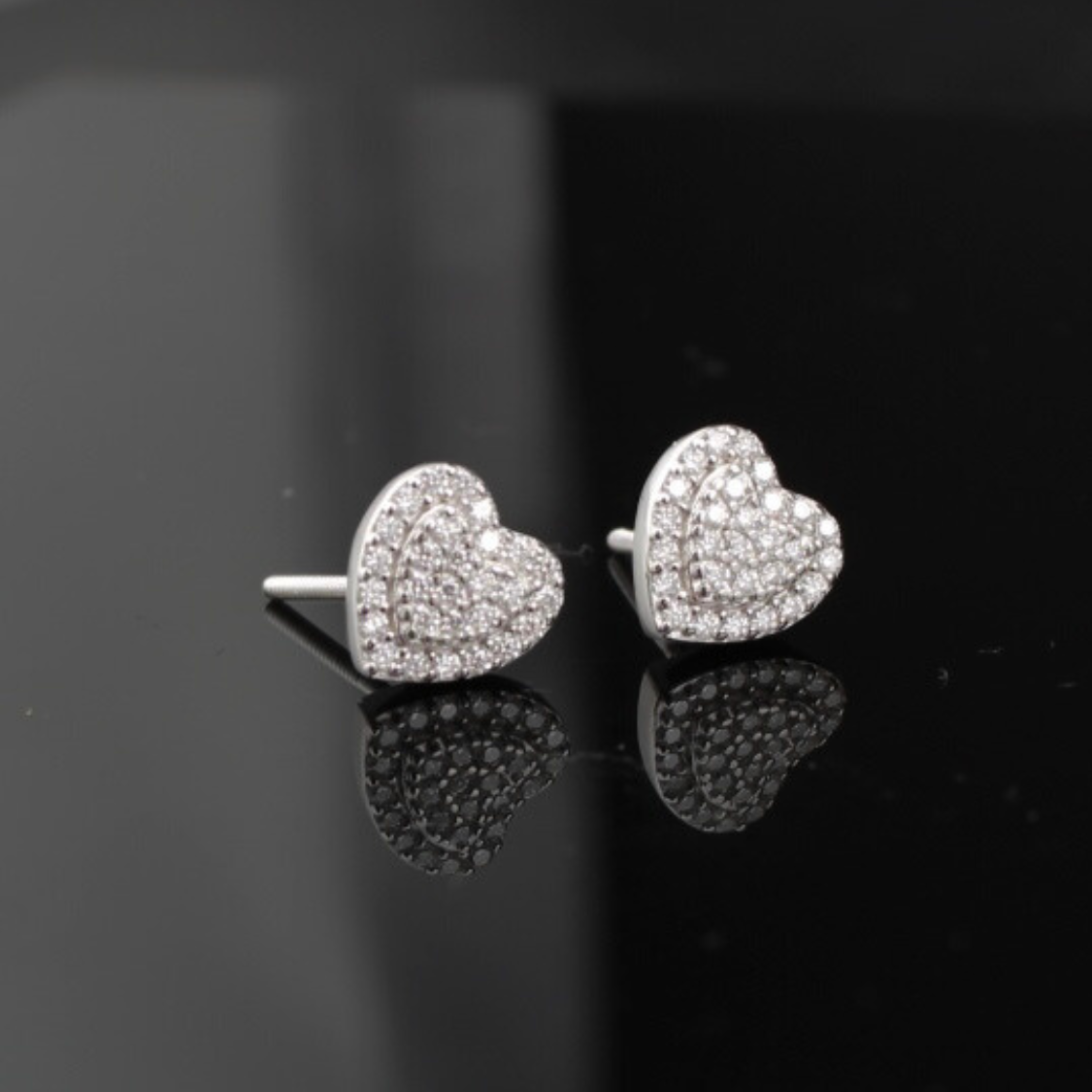 Silver Moissanite Heart Earrings