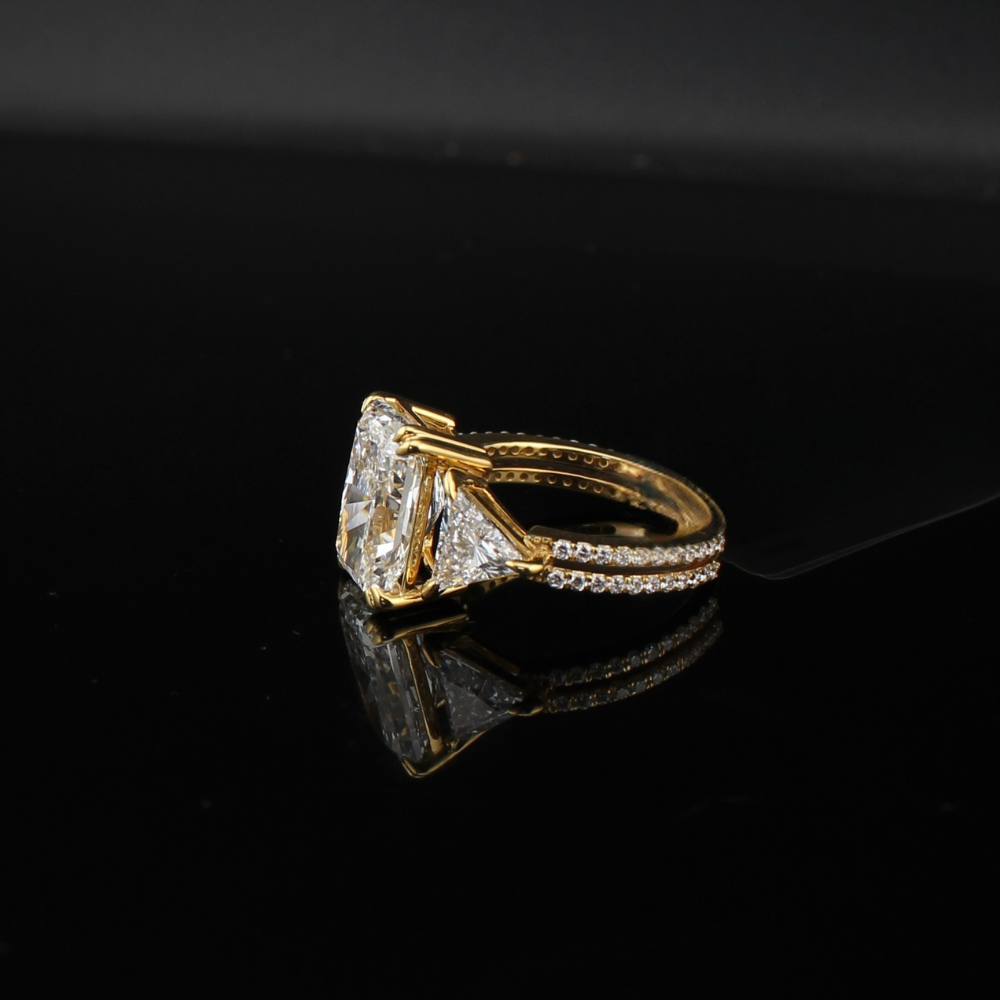 Real 14K Gold Lab Diamond Radiant Engagement Ring