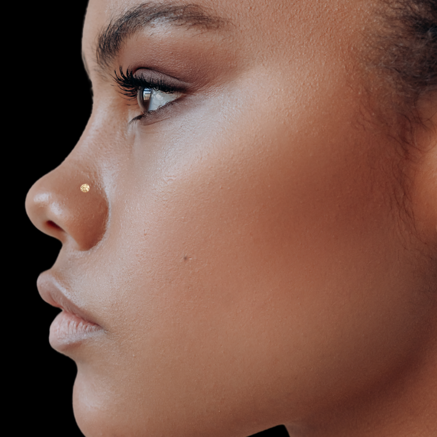 Real 14K Gold Round Nugget Nose Stud