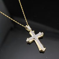 Collar de cruz de oro y diamantes de 14 quilates auténtico