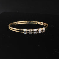 Pulsera rígida de diamantes de oro de 18K auténtico