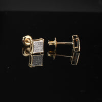 Aretes Cuadrados de Oro Real de 14K con Diamantes