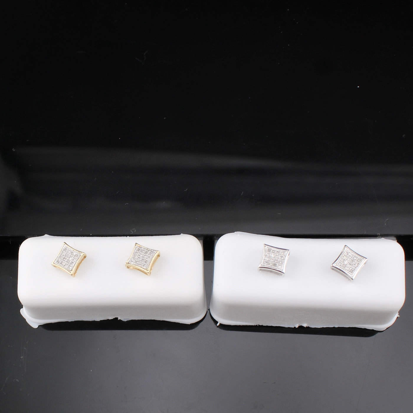 14K Diamond Square Studs