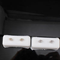 Pendientes de tuerca de oro de 14 quilates con diamante de ojo turco auténtico