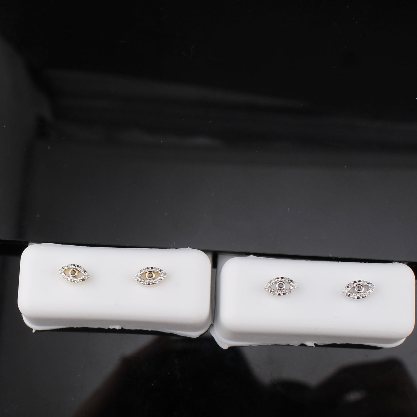 14K Diamond Evil Eye Studs