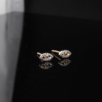 Pendientes de tuerca de oro de 14 quilates con diamante de ojo turco auténtico