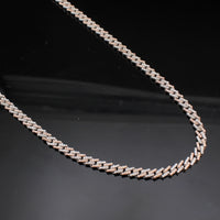 Oro rosa de 10K auténtico, diamante y cadena