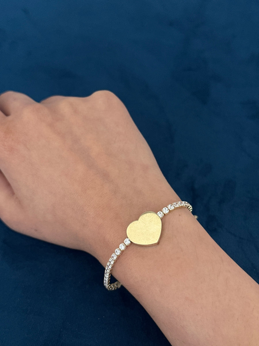 10K Tennis Heart Bracelet