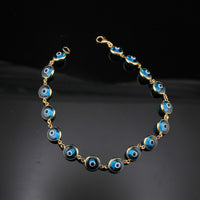 Pulsera de oro de 14 quilates con ojo turco y turquesa