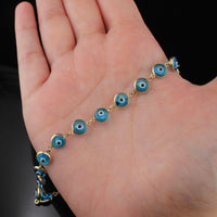 Pulsera de oro de 14 quilates con ojo turco y turquesa