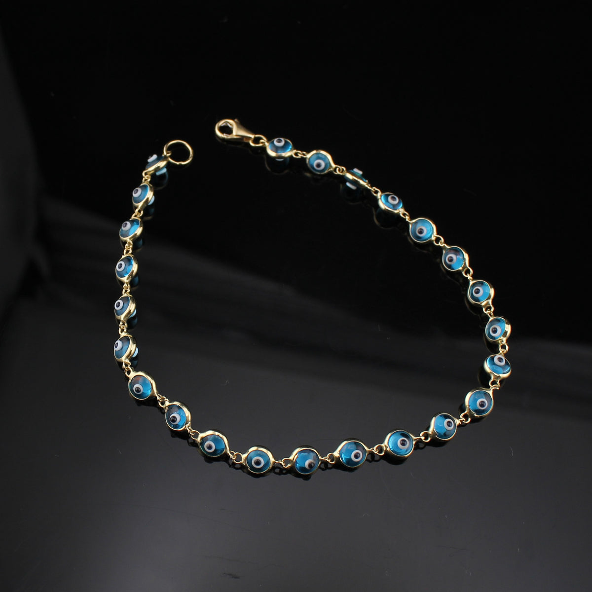 Pulsera de oro de 14 quilates con ojo turco de turquesa