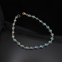 Pulsera de oro de 14 quilates con ojo turco de turquesa