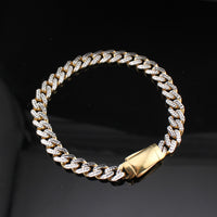 Pulsera Cubana de Oro de 10K Auténtico con Corte de Diamante